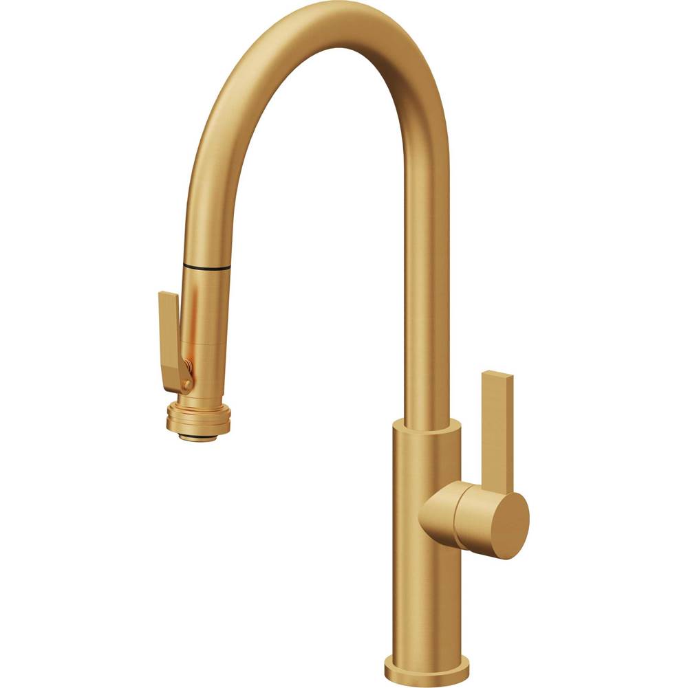 California Faucets Pull-Down Kitchen Faucet with Button Sprayer  - High Arc Spout