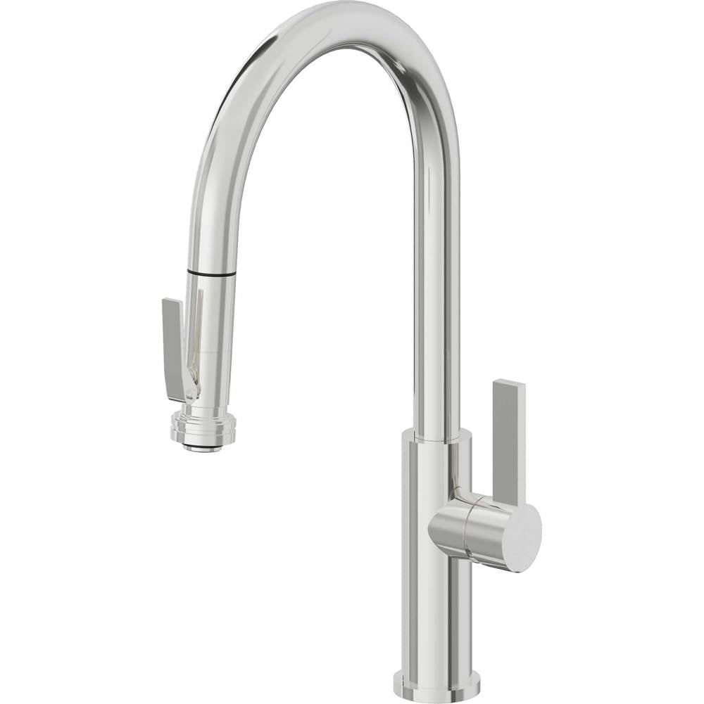 California Faucets Pull-Down Kitchen Faucet with Button Sprayer  - High Arc Spout