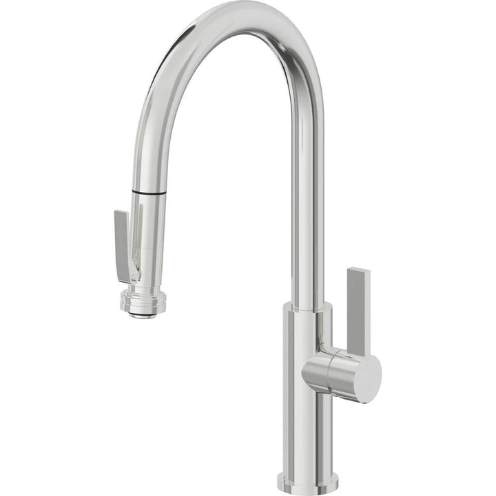 California Faucets Pull-Down Kitchen Faucet with Button Sprayer  - High Arc Spout