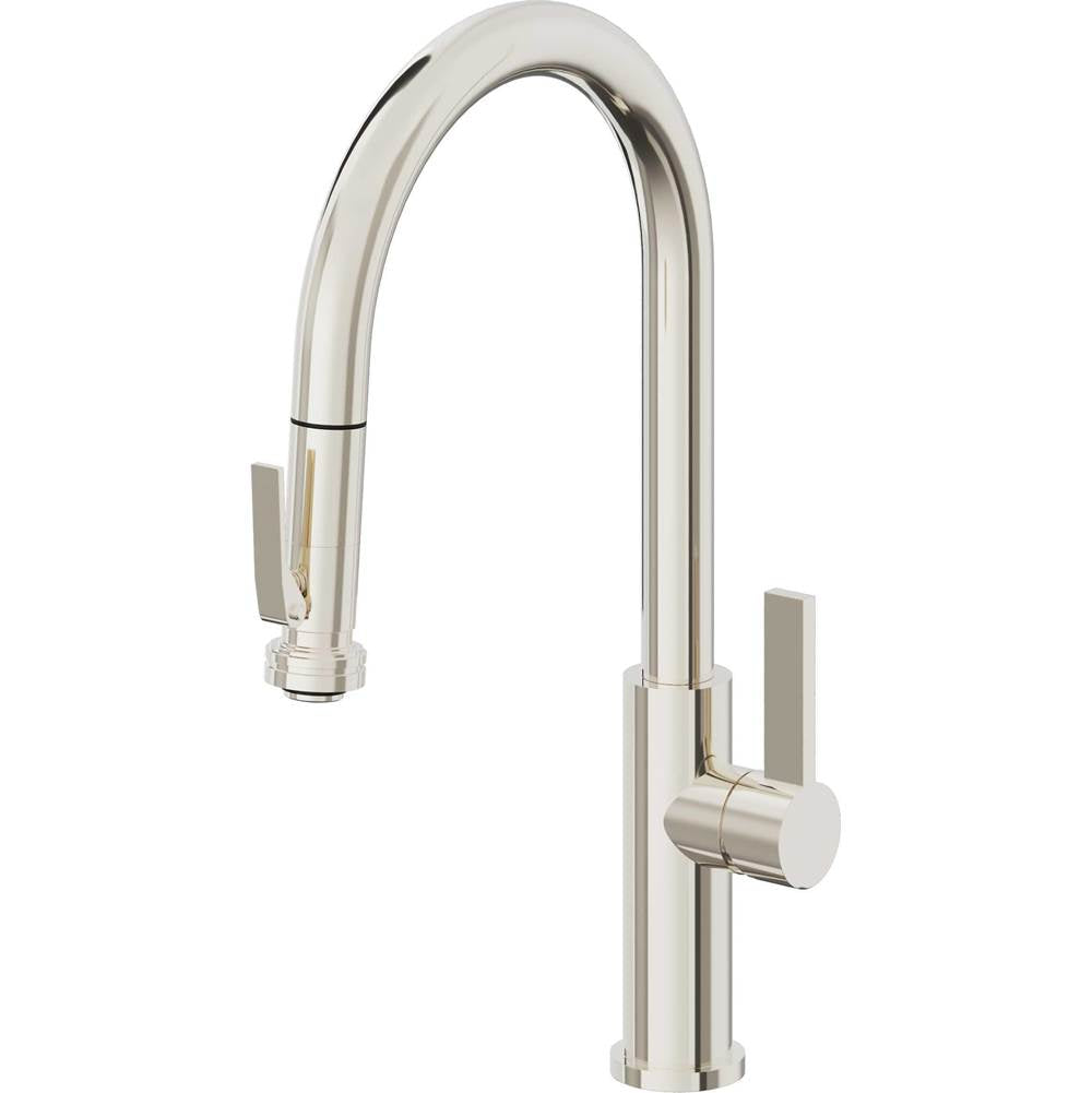 California Faucets Pull-Down Kitchen Faucet with Button Sprayer  - High Arc Spout