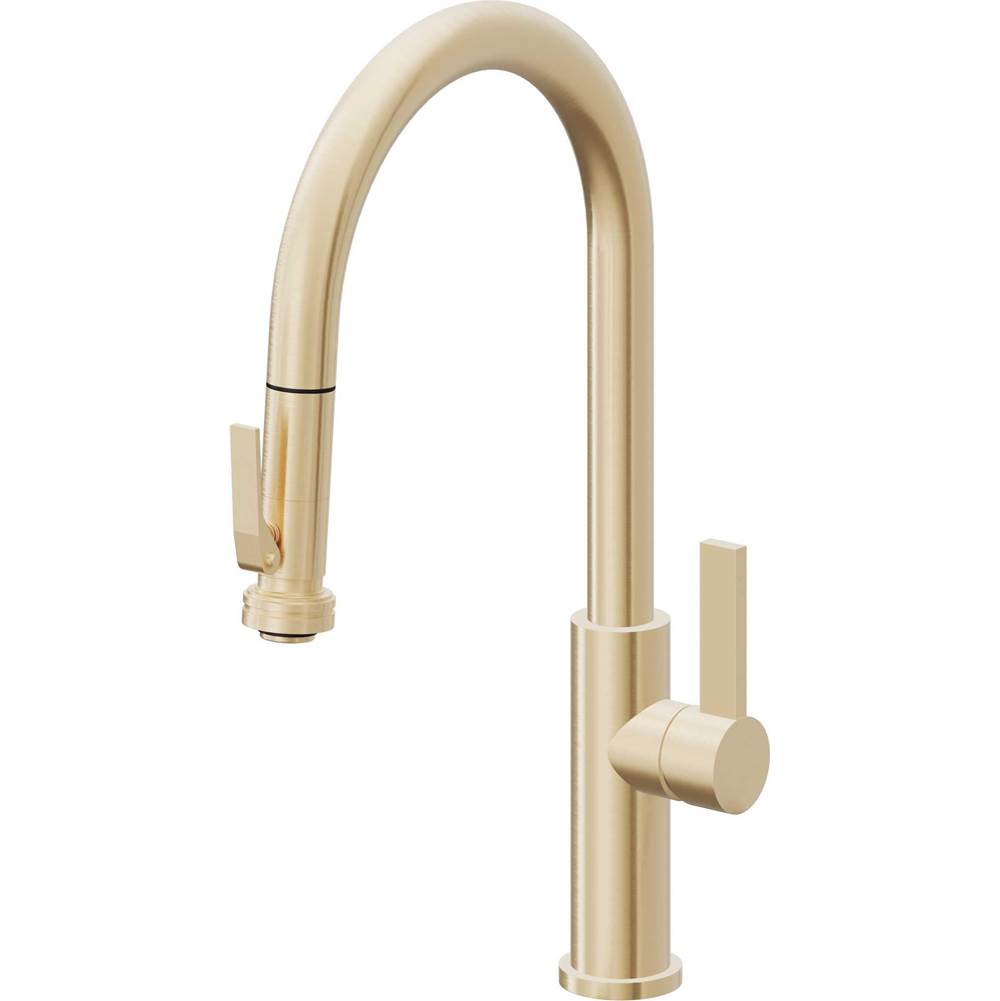 California Faucets Pull-Down Kitchen Faucet with Button Sprayer  - High Arc Spout