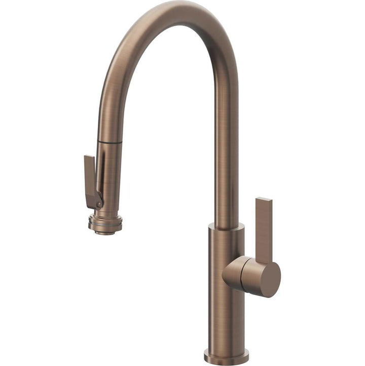 California Faucets Pull-Down Kitchen Faucet with Button Sprayer  - High Arc Spout
