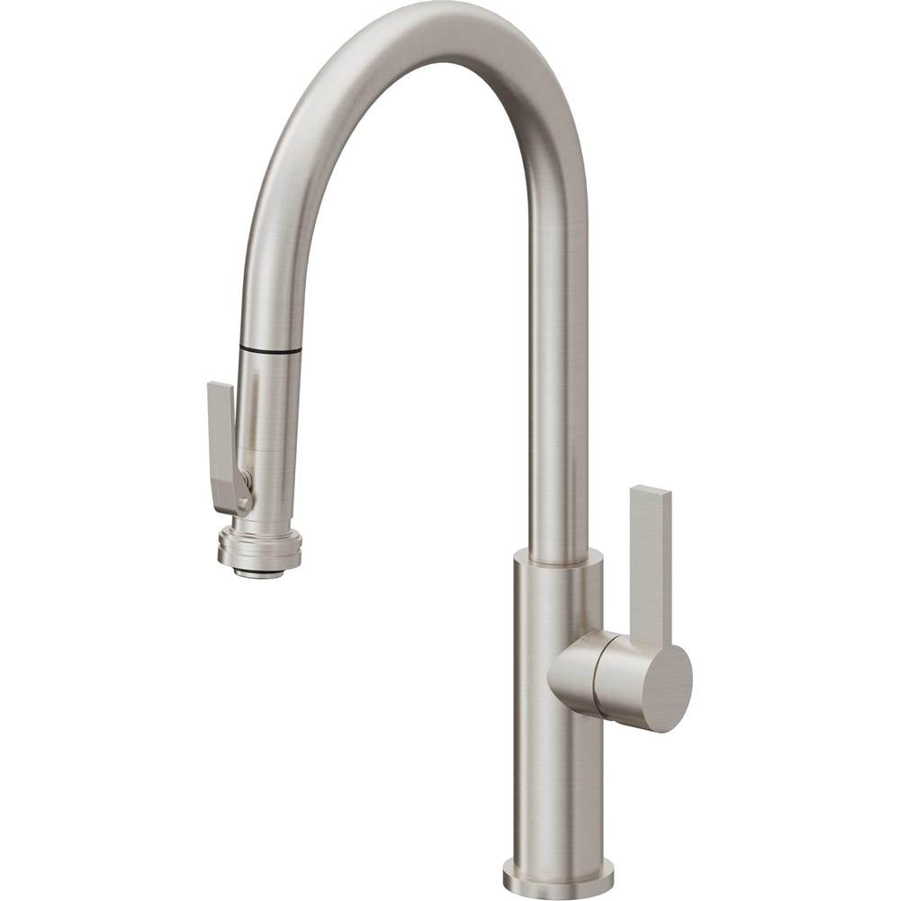 California Faucets Pull-Down Kitchen Faucet with Button Sprayer  - High Arc Spout