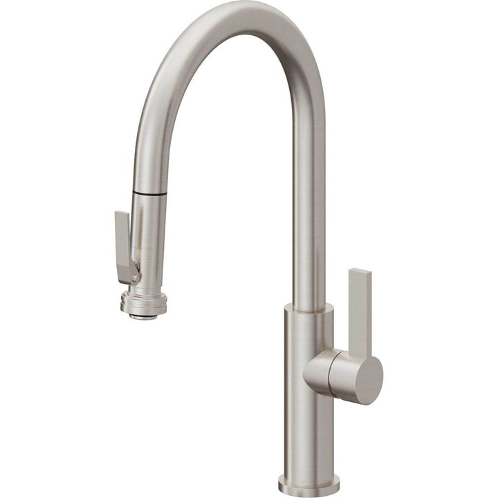 California Faucets Pull-Down Kitchen Faucet with Button Sprayer  - High Arc Spout
