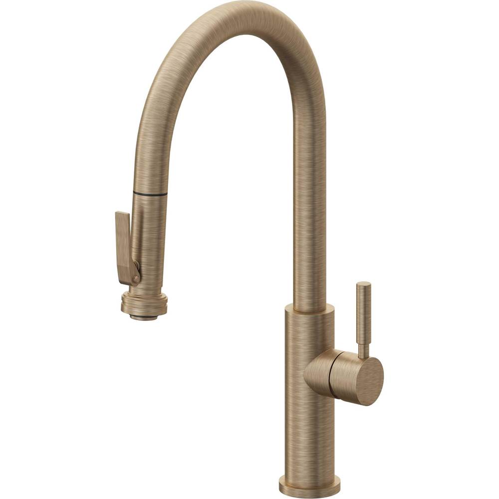 California Faucets Pull-Down Kitchen Faucet with Button Sprayer  - High Arc Spout