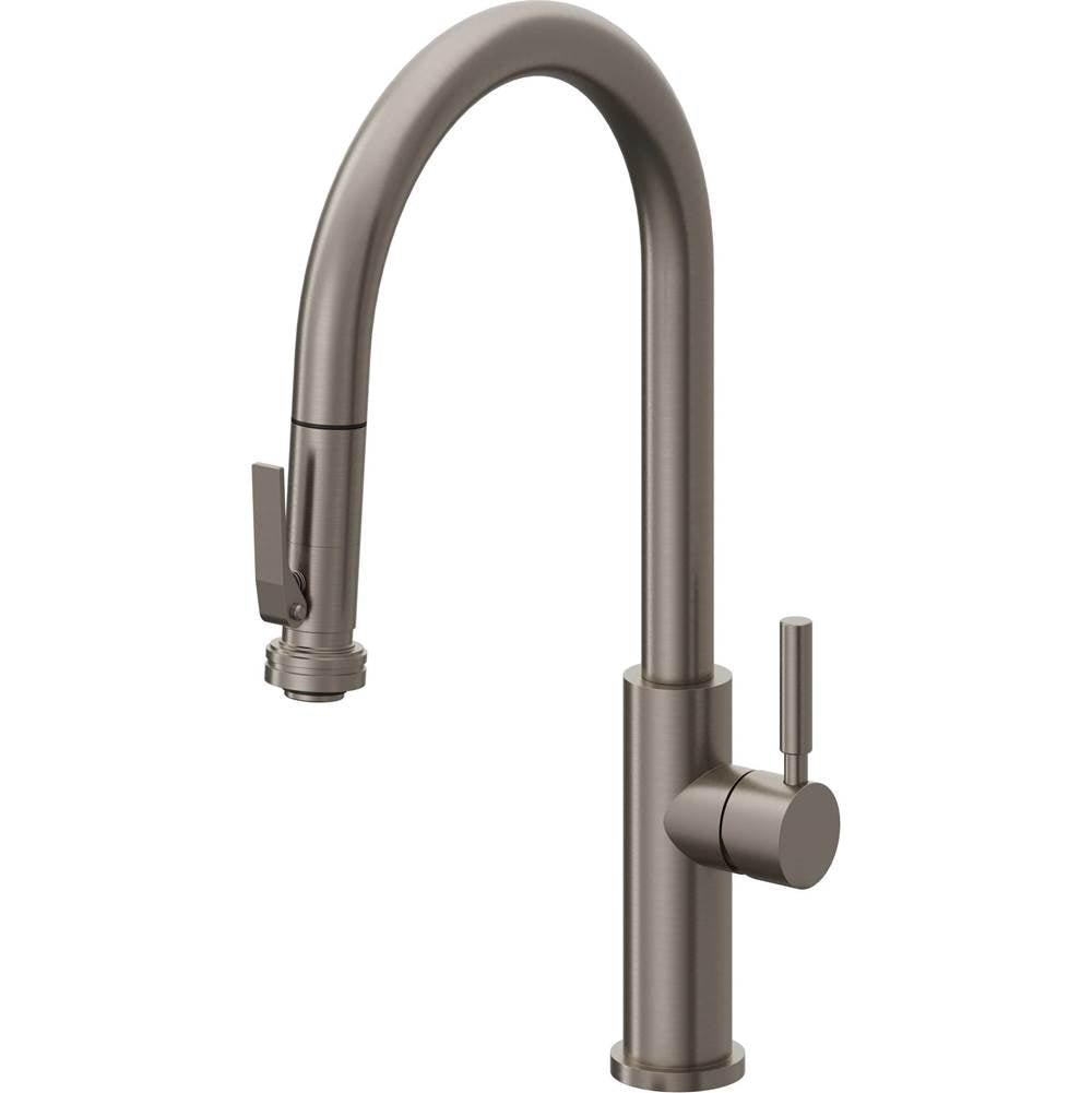 California Faucets Pull-Down Kitchen Faucet with Button Sprayer  - High Arc Spout