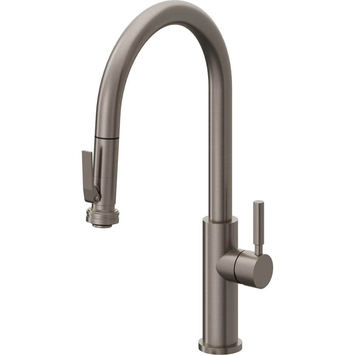 California Faucets Pull-Down Kitchen Faucet with Button Sprayer  - High Arc Spout