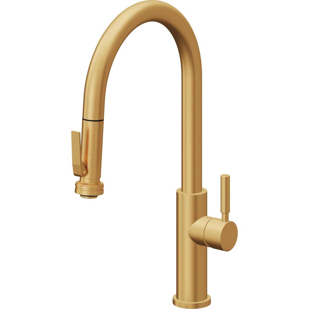 California Faucets Pull-Down Kitchen Faucet with Button Sprayer  - High Arc Spout
