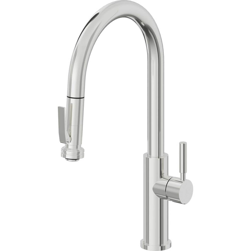 California Faucets Pull-Down Kitchen Faucet with Button Sprayer  - High Arc Spout