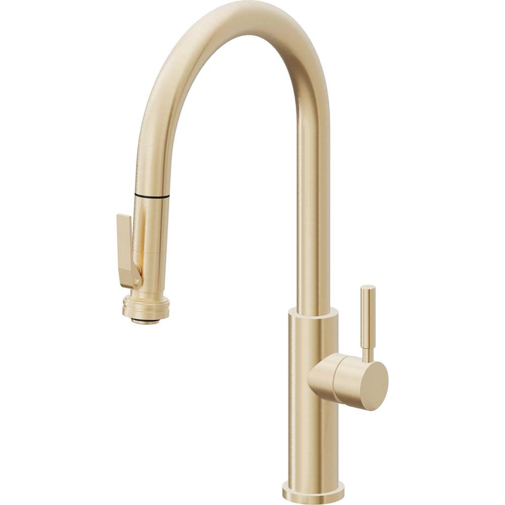 California Faucets Pull-Down Kitchen Faucet with Button Sprayer  - High Arc Spout