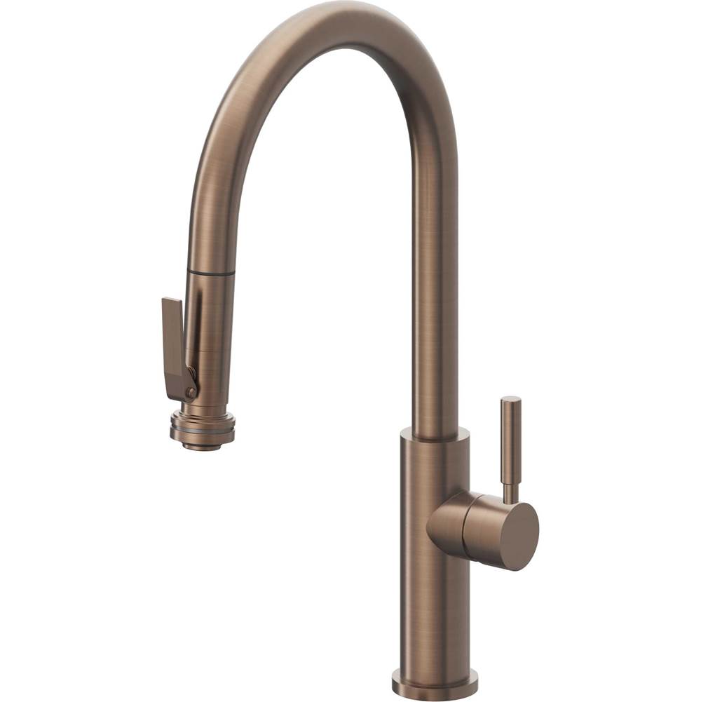 California Faucets Pull-Down Kitchen Faucet with Button Sprayer  - High Arc Spout