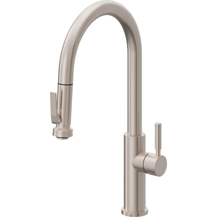 California Faucets Pull-Down Kitchen Faucet with Button Sprayer  - High Arc Spout
