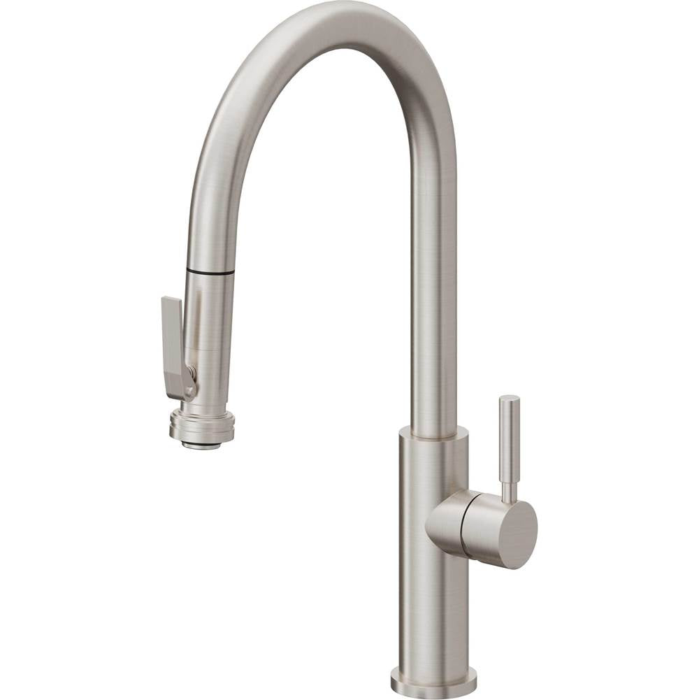 California Faucets Pull-Down Kitchen Faucet with Button Sprayer  - High Arc Spout