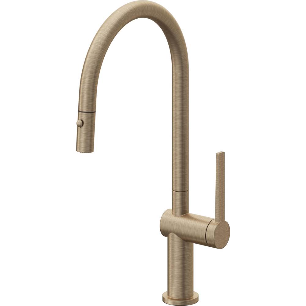 California Faucets Pull-Down Kitchen Faucet with Button Sprayer  - High Arc Spout