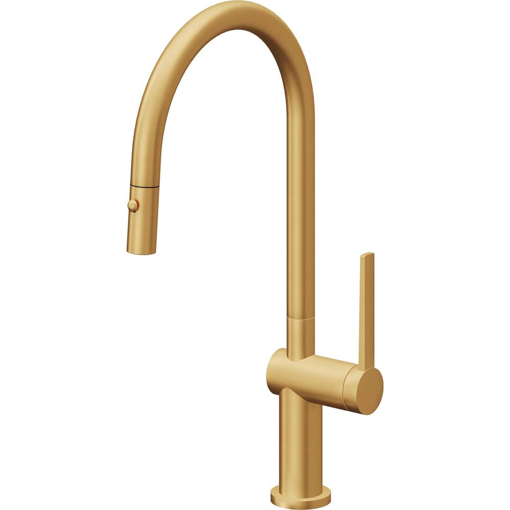 California Faucets Pull-Down Kitchen Faucet with Button Sprayer  - High Arc Spout