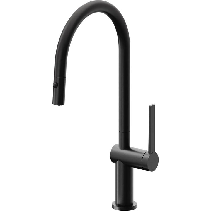 California Faucets Pull-Down Kitchen Faucet with Button Sprayer  - High Arc Spout
