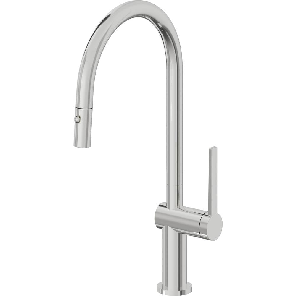 California Faucets Pull-Down Kitchen Faucet with Button Sprayer  - High Arc Spout