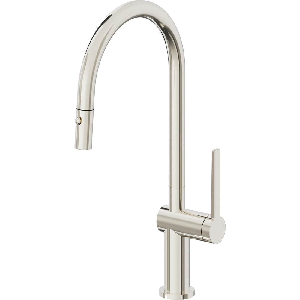 California Faucets Pull-Down Kitchen Faucet with Button Sprayer  - High Arc Spout
