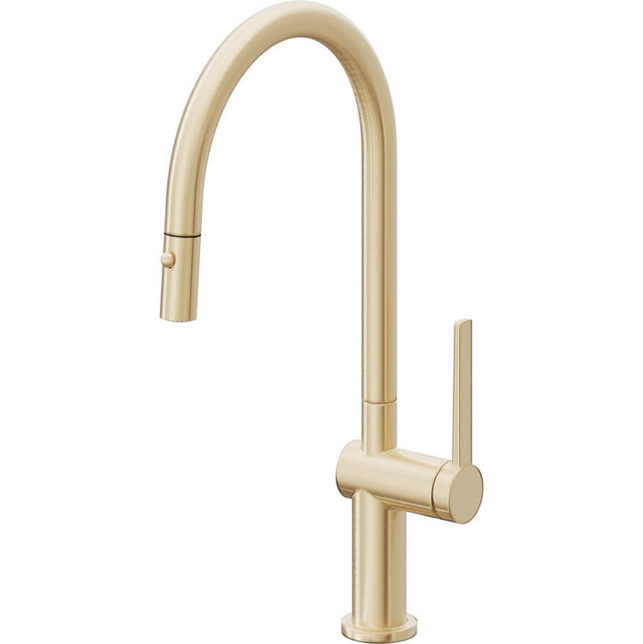 California Faucets Pull-Down Kitchen Faucet with Button Sprayer  - High Arc Spout