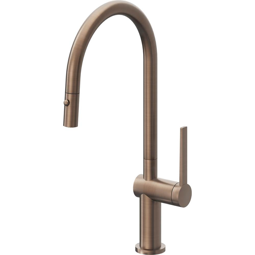 California Faucets Pull-Down Kitchen Faucet with Button Sprayer  - High Arc Spout