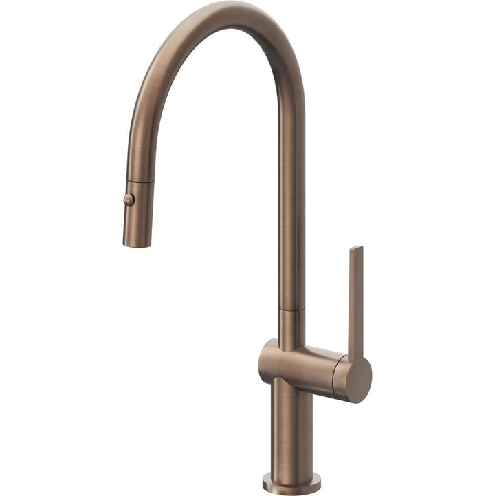 California Faucets Pull-Down Kitchen Faucet with Button Sprayer  - High Arc Spout