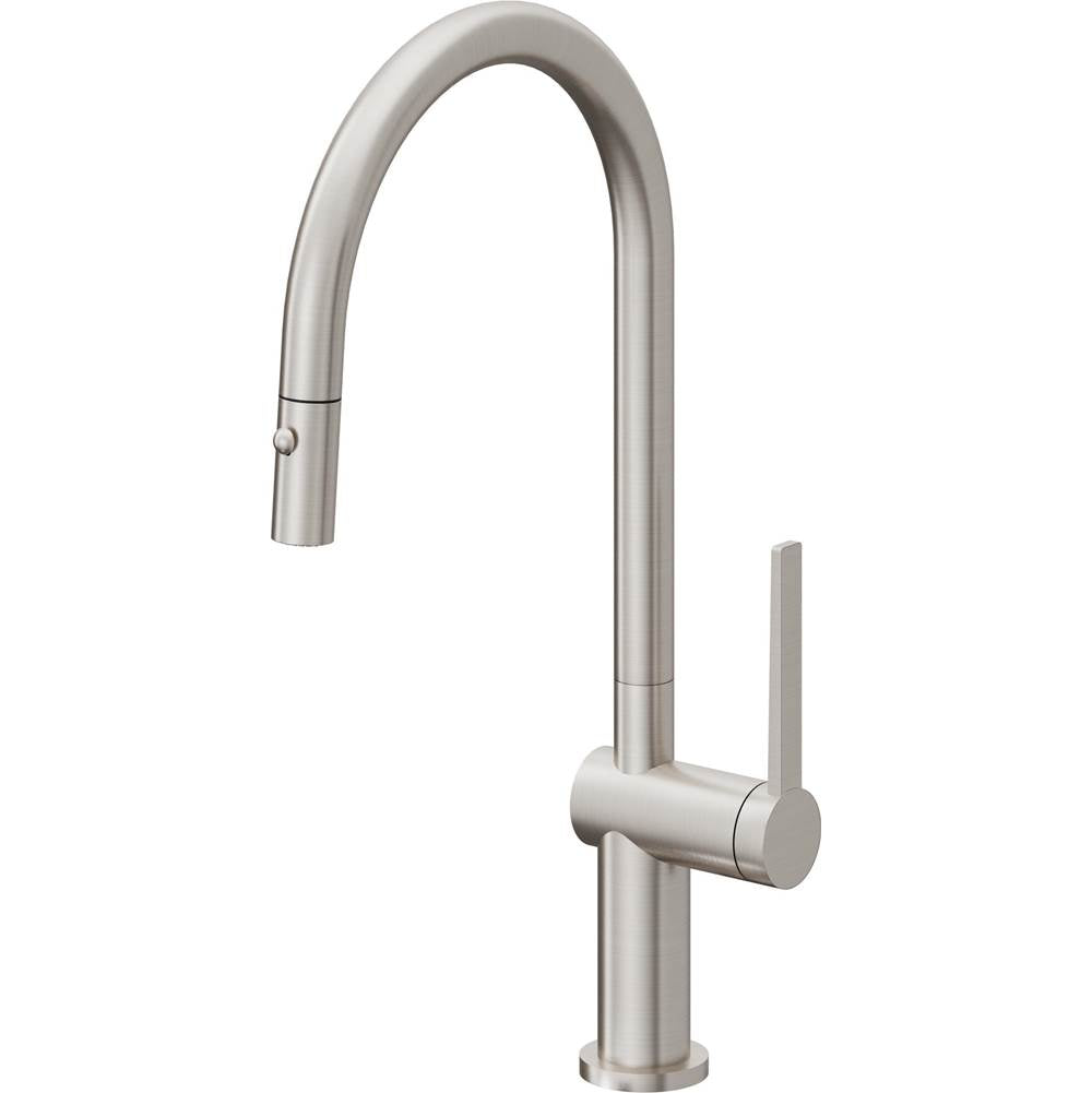 California Faucets Pull-Down Kitchen Faucet with Button Sprayer  - High Arc Spout