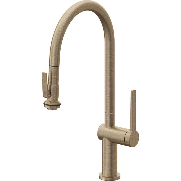 California Faucets Pull-Down Kitchen Faucet with Button Sprayer  - High Arc Spout