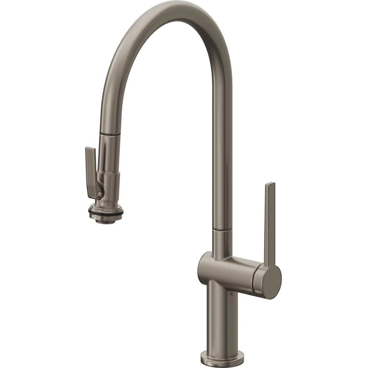 California Faucets Pull-Down Kitchen Faucet with Button Sprayer  - High Arc Spout