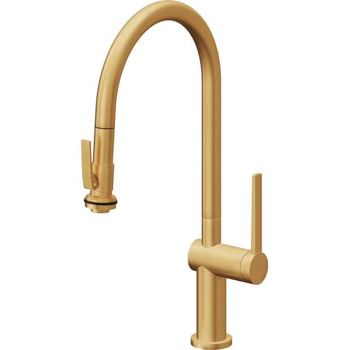 California Faucets Pull-Down Kitchen Faucet with Button Sprayer  - High Arc Spout