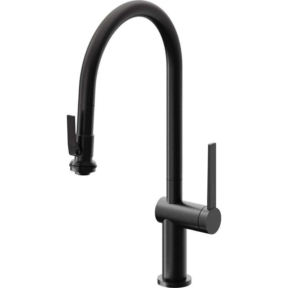 California Faucets Pull-Down Kitchen Faucet with Button Sprayer  - High Arc Spout