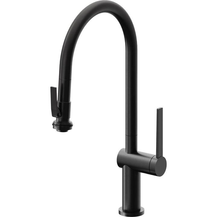 California Faucets Pull-Down Kitchen Faucet with Button Sprayer  - High Arc Spout