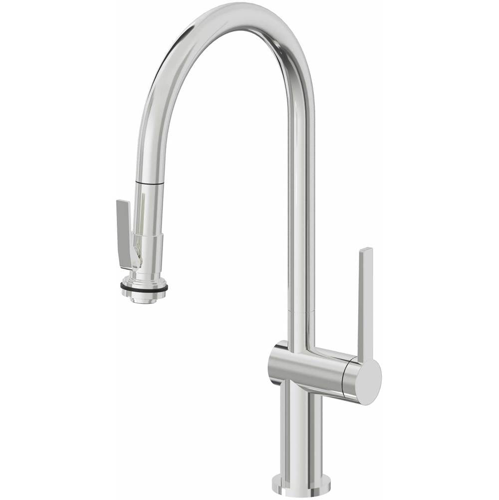 California Faucets Pull-Down Kitchen Faucet with Button Sprayer  - High Arc Spout