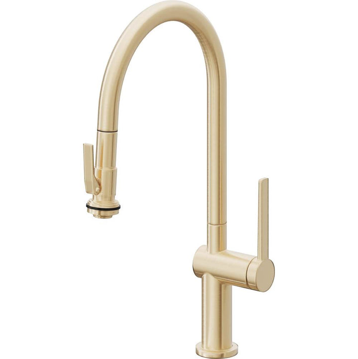 California Faucets Pull-Down Kitchen Faucet with Button Sprayer  - High Arc Spout