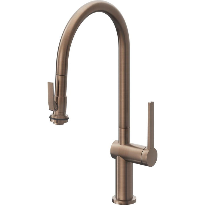 California Faucets Pull-Down Kitchen Faucet with Button Sprayer  - High Arc Spout