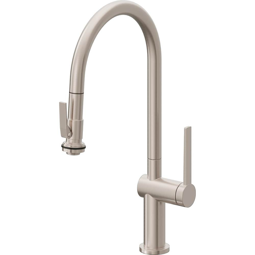 California Faucets Pull-Down Kitchen Faucet with Button Sprayer  - High Arc Spout