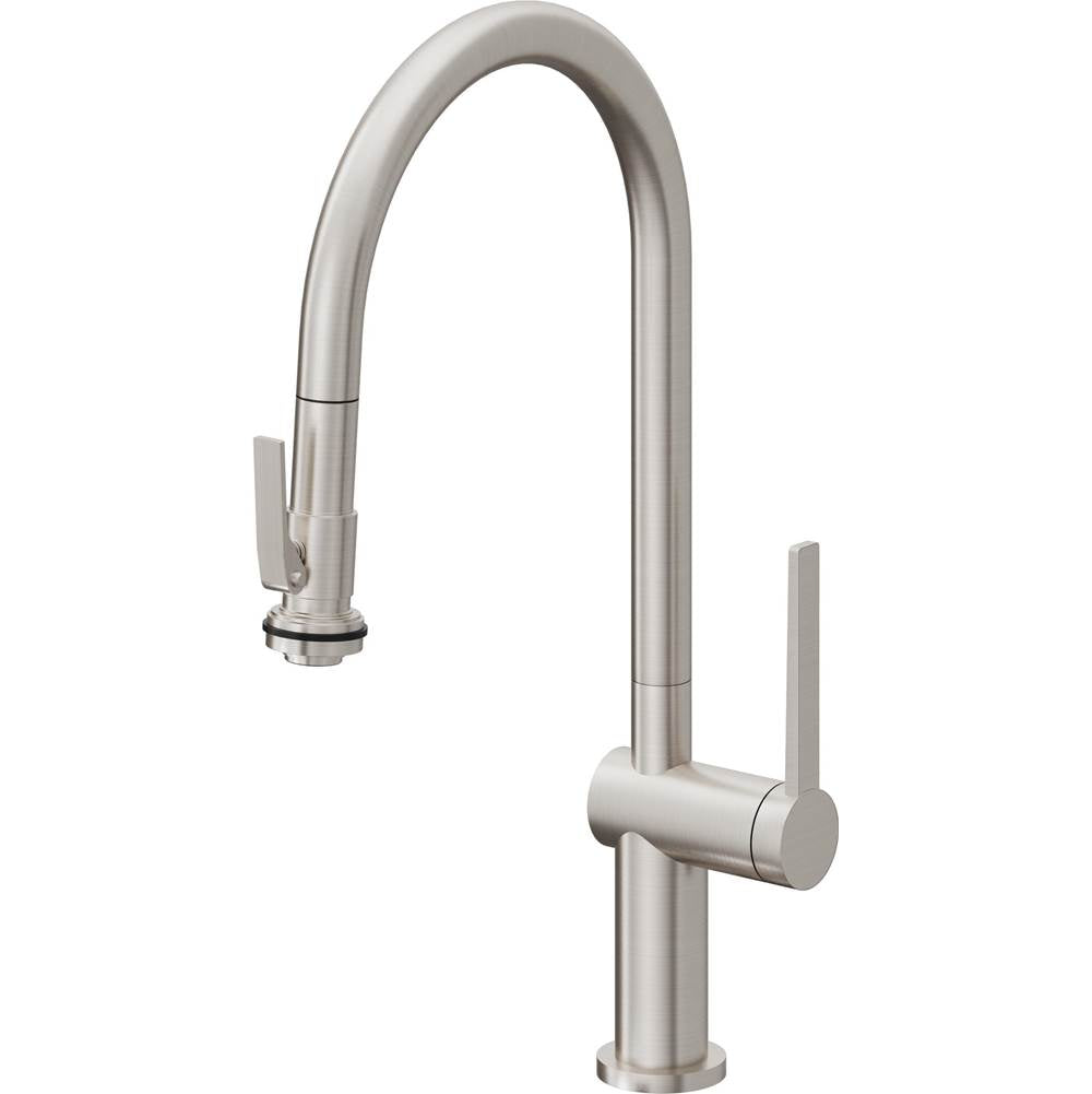 California Faucets Pull-Down Kitchen Faucet with Button Sprayer  - High Arc Spout