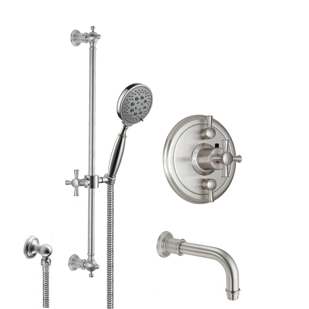 California Faucets StyleTherm 1/2" Thermostatic Shower System with Handshower Slide Bar and Tub Spout