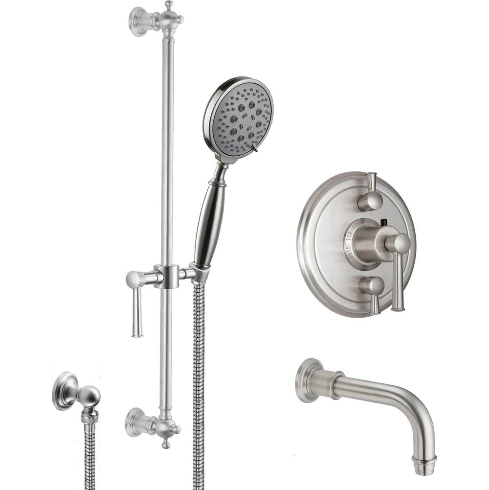 California Faucets StyleTherm 1/2" Thermostatic Shower System with Handshower Slide Bar and Tub Spout