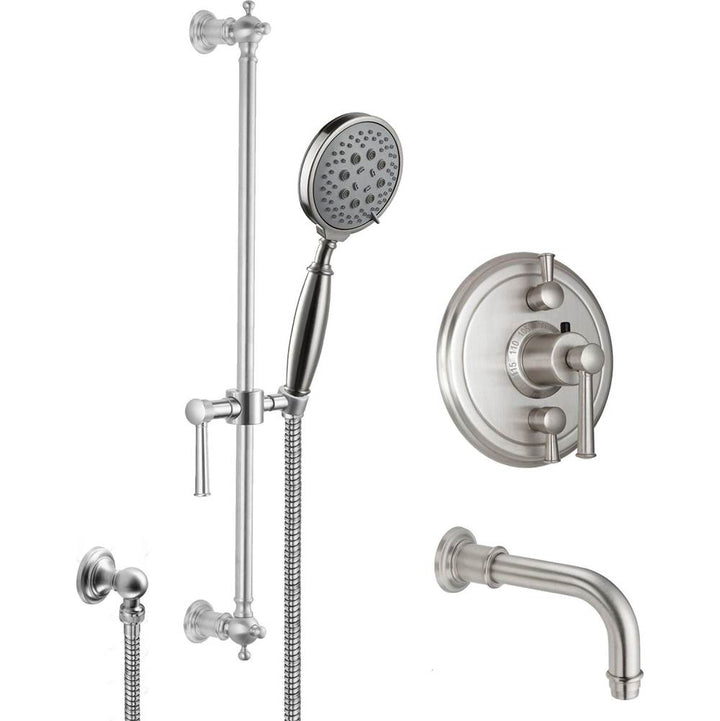 California Faucets StyleTherm 1/2" Thermostatic Shower System with Handshower Slide Bar and Tub Spout