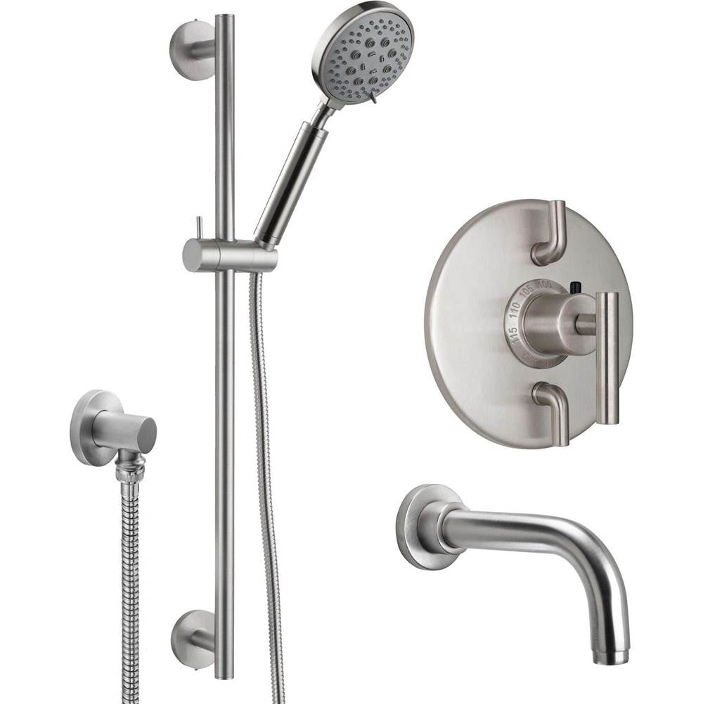 California Faucets StyleTherm 1/2" Thermostatic Shower System with Handshower Slide Bar and Tub Spout