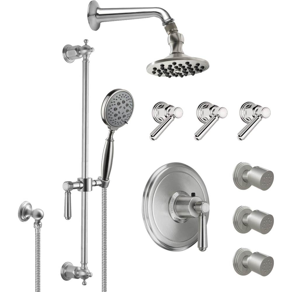 California Faucets StyleTherm 3/4" Thermostatic Shower System with Body Spray, Handshower on Slide Bar, and Showerhead