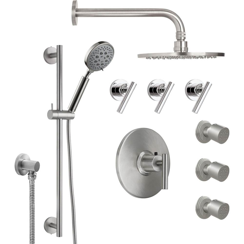 California Faucets StyleTherm 3/4" Thermostatic Shower System with Body Spray, Handshower on Slide Bar, and Showerhead