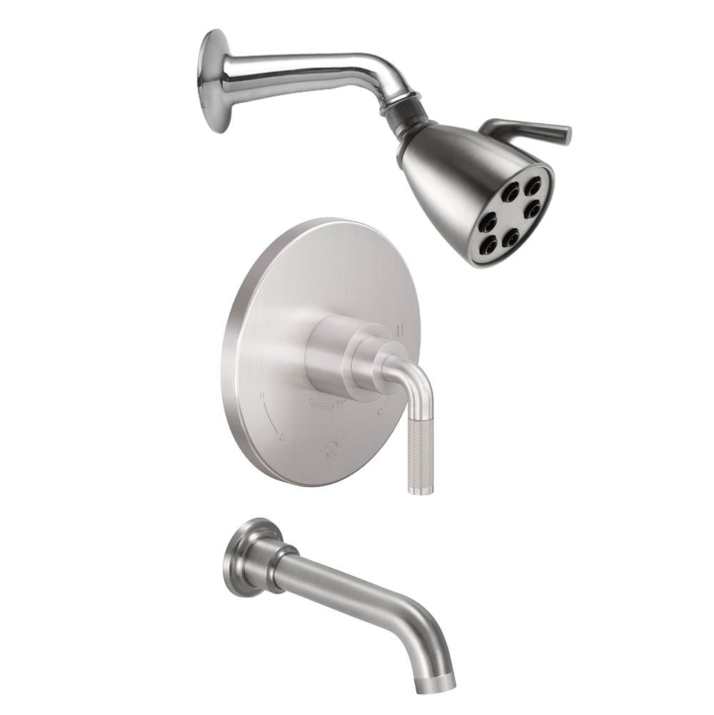 California Faucets Pressure Balance Shower System with Single Showerhead and Tub Spout Antique Brass Finish