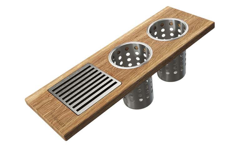 The Galley Upper Tier Utensil Caddy with Mini Grate and Two Cylinders