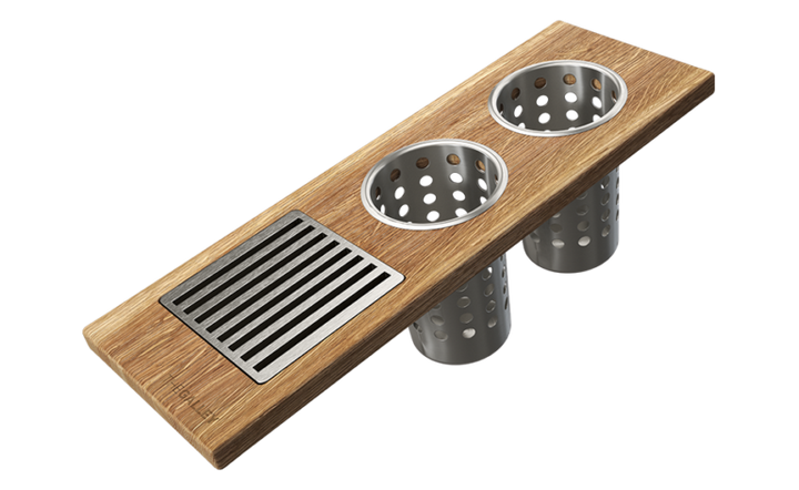The Galley Upper Tier Utensil Caddy with Mini Grate and Two Cylinders