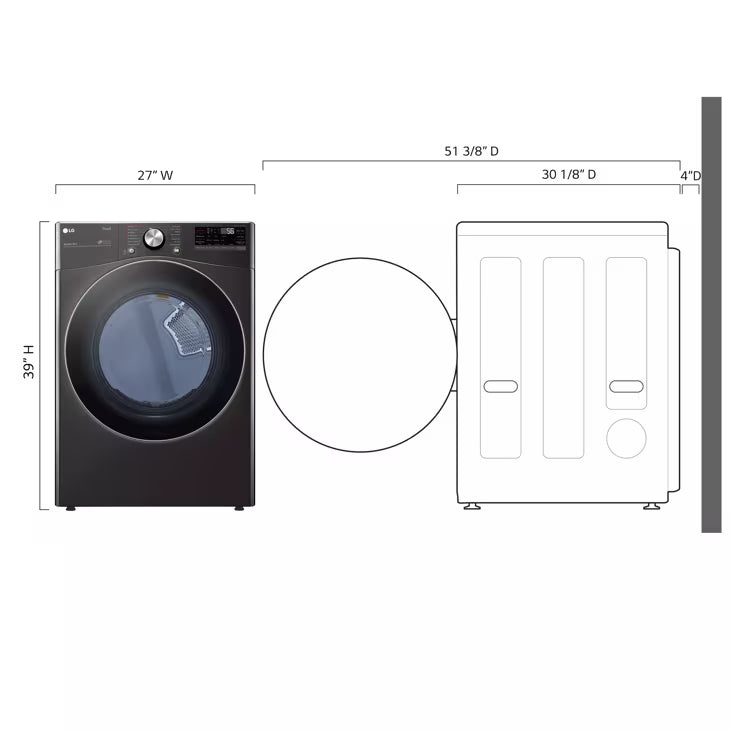 LG Appliances 7.4 cu.ft. Ultra Large Capacity Electric Dryer with Sensor Dry TurboSteam Technology and Wi-Fi Connectivity