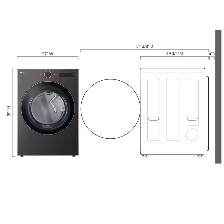 LG Appliances 7.4 cu.ft. Ultra Large Capacity Electric Dryer with Sensor Dry TurboSteam Technology and Wi-Fi Connectivity