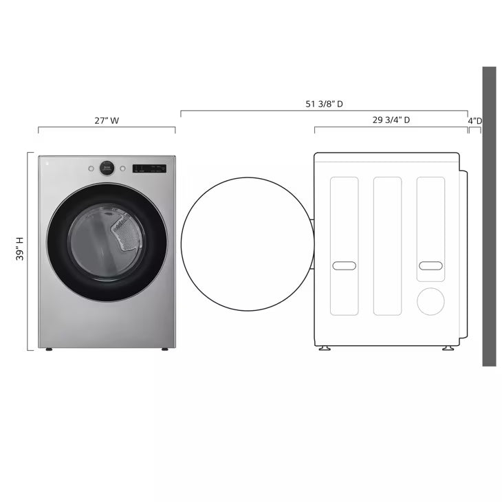 LG Appliances 7.4 cu.ft. Ultra Large Capacity Gas Dryer with Sensor Dry TurboSteam™ Technology and Wi-Fi Connectivity
