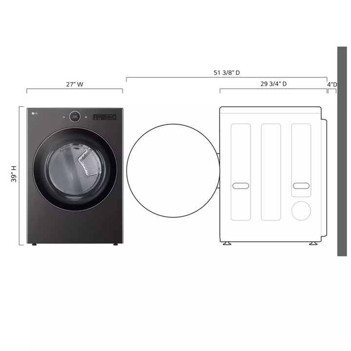 LG Appliances 7.4 cu.ft. Ultra Large Capacity Gas Dryer with Sensor Dry TurboSteam Technology and Wi-Fi Connectivity