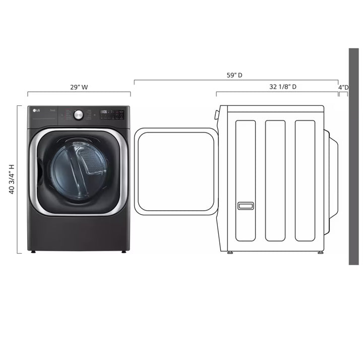 LG Appliances Mega Capacity Gas Dryer with Sensor Dry Turbo Steam 9 cu-ft